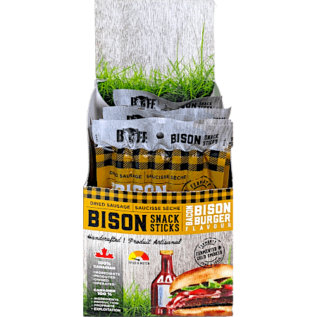 Bison Meat Snack Sticks - Bison Bacon Burger 5-Pack Box